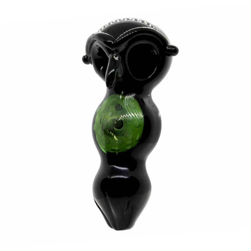Owl Double Bowl Green Honeycomb Handpipe (SB-1380) | 5 inch product image