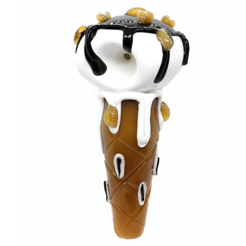 Chocolate & Nuts Dipped Icecream Cone Handpipe (SB-2357) | 6 inch product image
