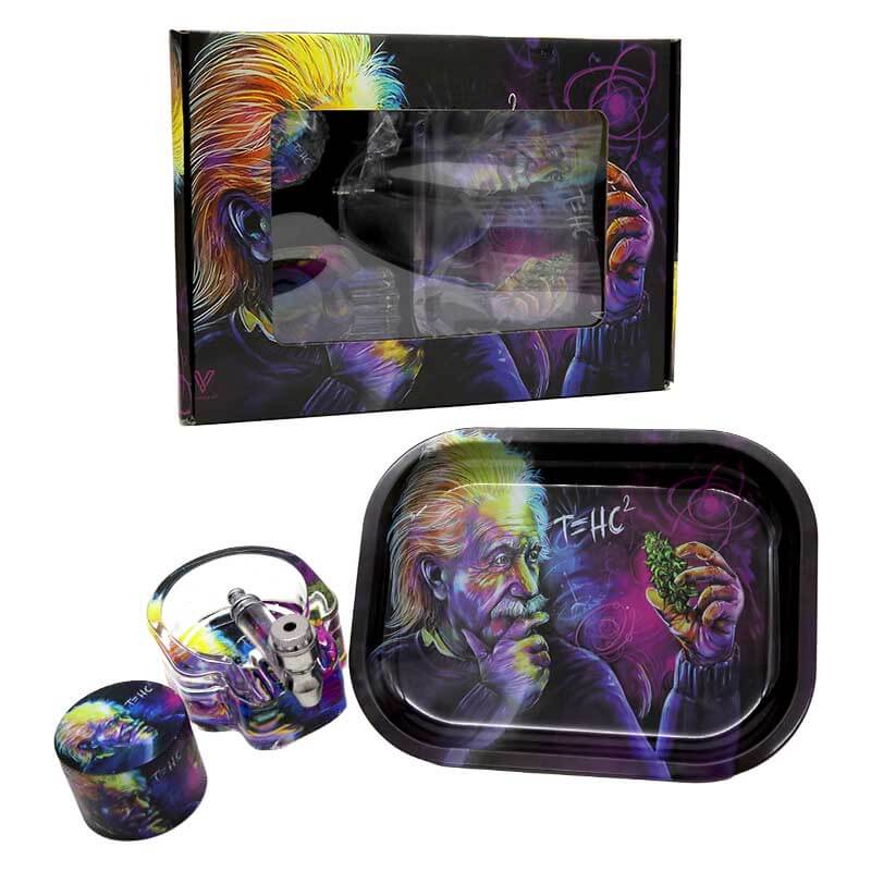 Smoking Set 4 Piece with Rolling Tray, Grinder, Ashtray and Metal Pipe (HL001-1-12) | Assorted Designs - image 4 of 8