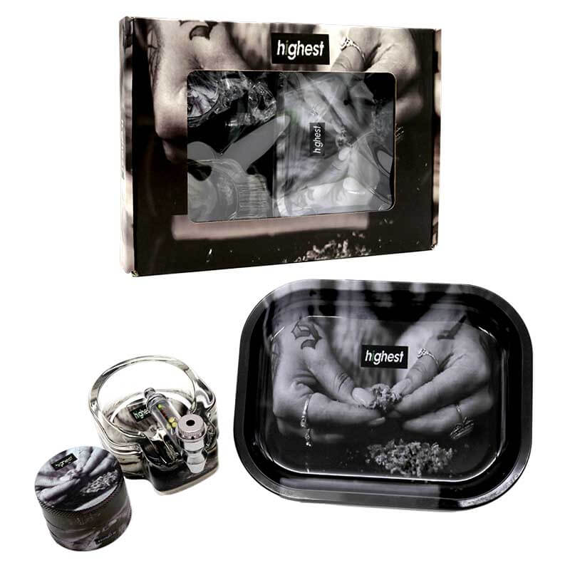 Smoking Set 4 Piece with Rolling Tray, Grinder, Ashtray and Metal Pipe (HL001-1-12) | Assorted Designs - image 7 of 8