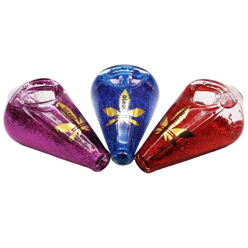 aLeaf Glitter Glycerin Triangle Handpipe (ALHP5032) | 2.5 inch | Assorted Colors product image