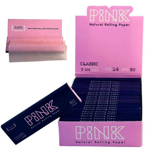 PINK Natural Rolling Papers | 1 1/4 | 24 Count Display product image