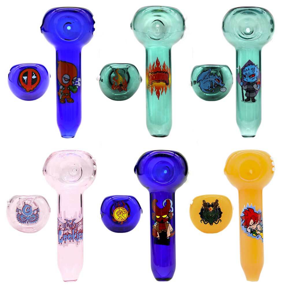 Glass Handpipes with Sticker Print | Assorted Designs product image