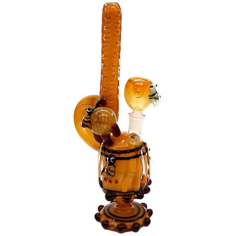 Full Glass on Glass Honey Bee Waterpipe | 11 inch product image