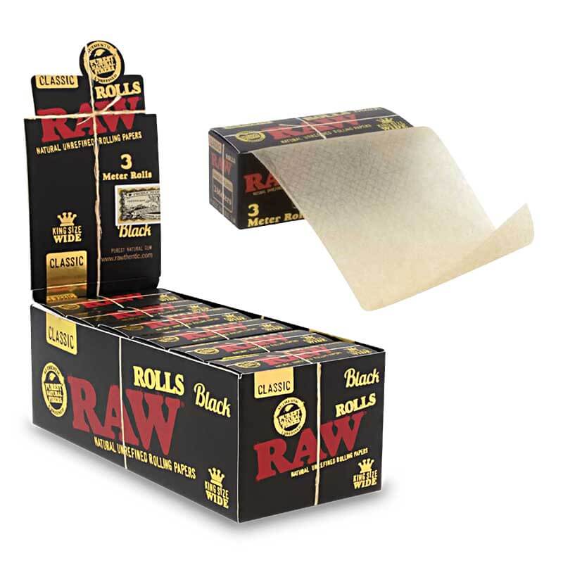 RAW Black Classic Rolling Papers Rolls | 3 Meter (King Size Wide) | 12 Count Display product image