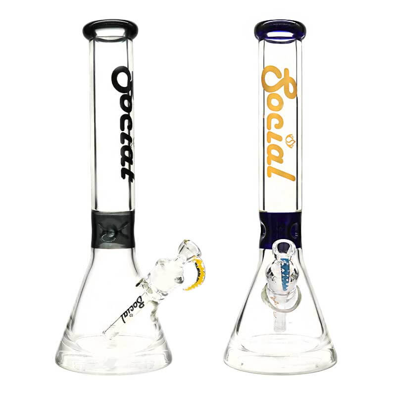Social GLAUCUS 9mm Thick Base Beaker Waterpipe (CY-008) | 14 inch | Assorted Colors product image