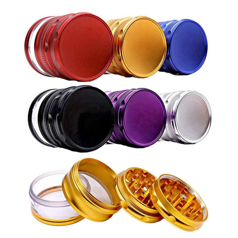 Matte Metallic 4 Part Grinder With Glass Base (MG-700) | 63mm | Assorted Colors product image