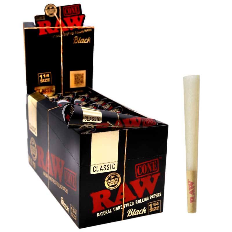RAW Classic Black Cones | 1 1/4 | 20 Pack | 12 Count Display  product image