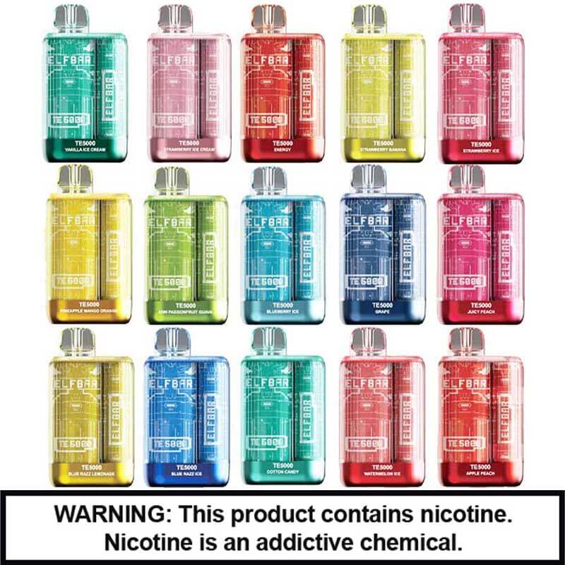 ELFBAR TE5000 Rechargeable Disposable | 5% Nicotine | 5000 Puffs | 10 Count Display product image