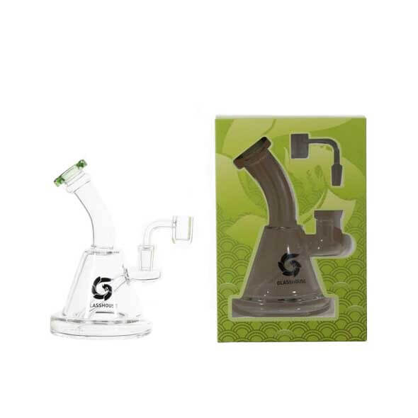 Glass House Hanger Banger Beaker Shaped Bent Neck Waterpipe (HHP-048) | 10 inch | Assorted Colors product image