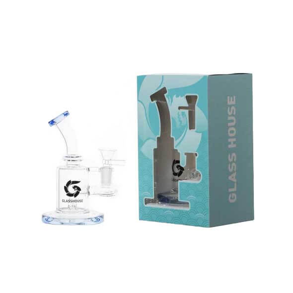Glass House Hanger Banger Bent Neck Waterpipe (HHP-043) | 8 inch | Assorted Colors product image