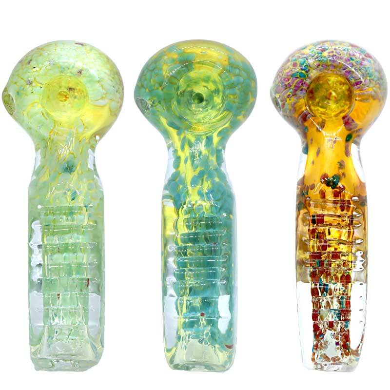 Cube body with Frit Handpipe (10268) | 4 inch | Assorted Colors product image