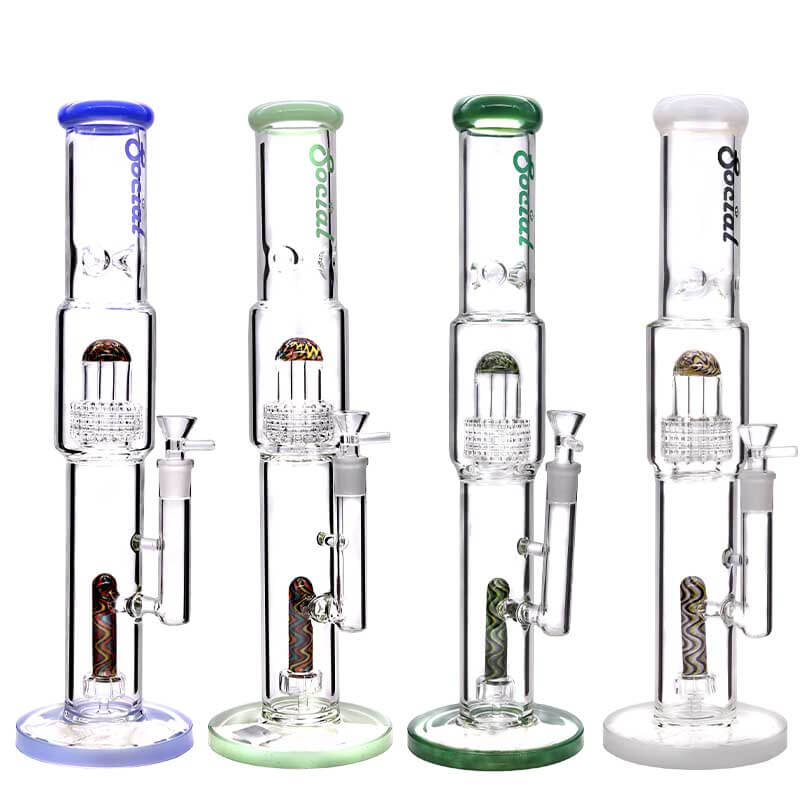 Social MAGNA Matrix with Wigwag Perc Straight Waterpipe (MB976) | 14 inch | Assorted Colors product image