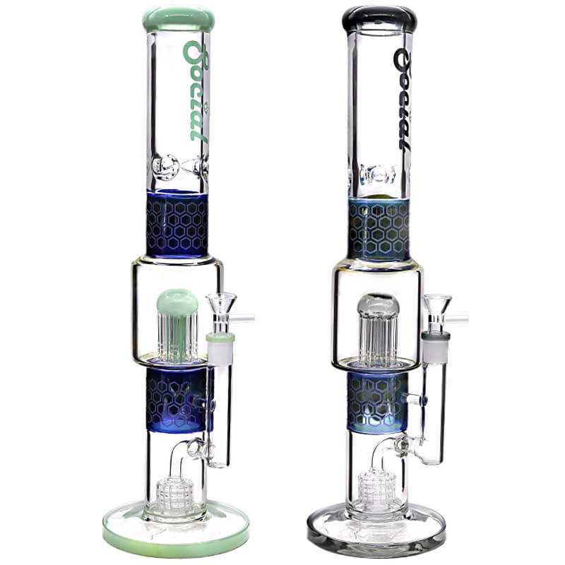 Social AKRIVOS Tree Arm Perc With Honeycomb Straight Waterpipe (MB170) | 18 inch | Assorted Colors product image