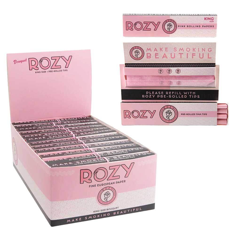 Rozy Papers + Pre Rolled Tips | 32 Papers + 24 Tips | King Size | 24 Count Display product image