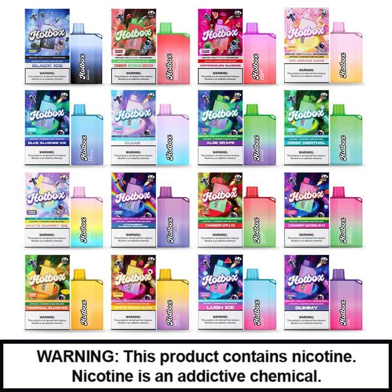 Hotbox Rechargeable Disposable | 5% Nicotine | 7500 Puffs | 5 Count Display product image