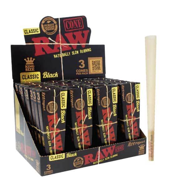 RAW Classic Black Cones | King Size | 3 Pack | 48 Count Display  product image