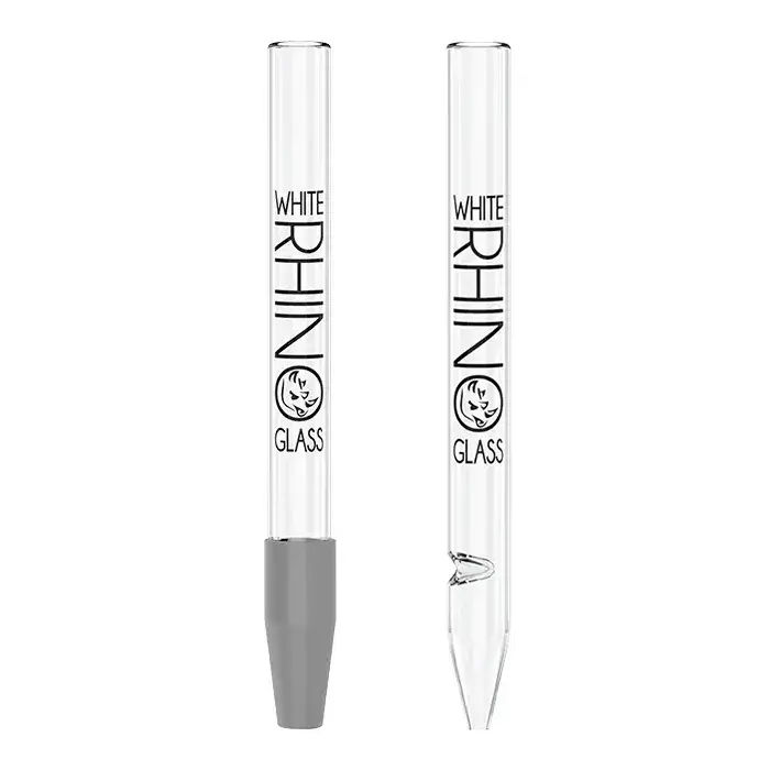 White Rhino Quartz Glass Straw With Silicone Cap (NS2001) | 25 Count Display product image