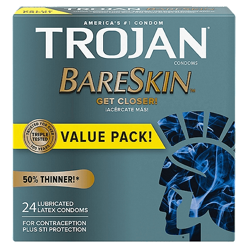 Trojan Latex Condoms | 3 pack | 6 Count Display | Sensitivity Bare Skin product image