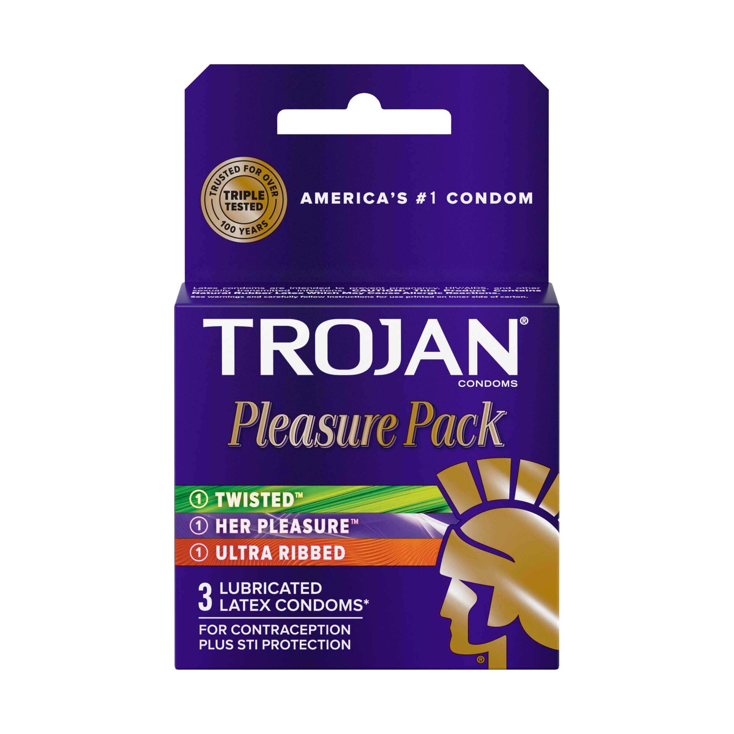 Trojan Latex Condoms | 3 pack | 6 Count Display | Pleasure Pack product image