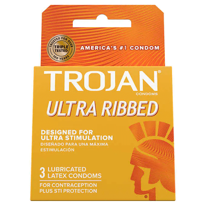 Trojan Latex Condoms | 3 pack | 6 Count Display | Ultra Ribbed product image