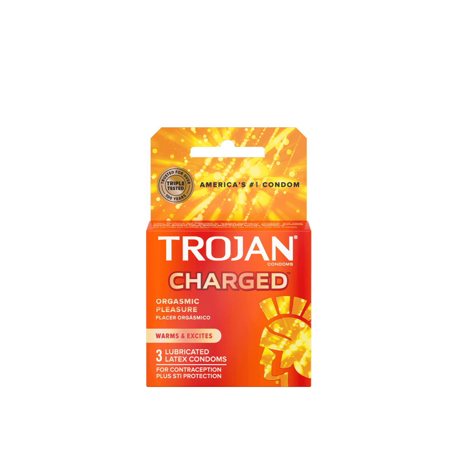 Trojan Latex Condoms | 3 pack | 6 Count Display | Charged Orange product image