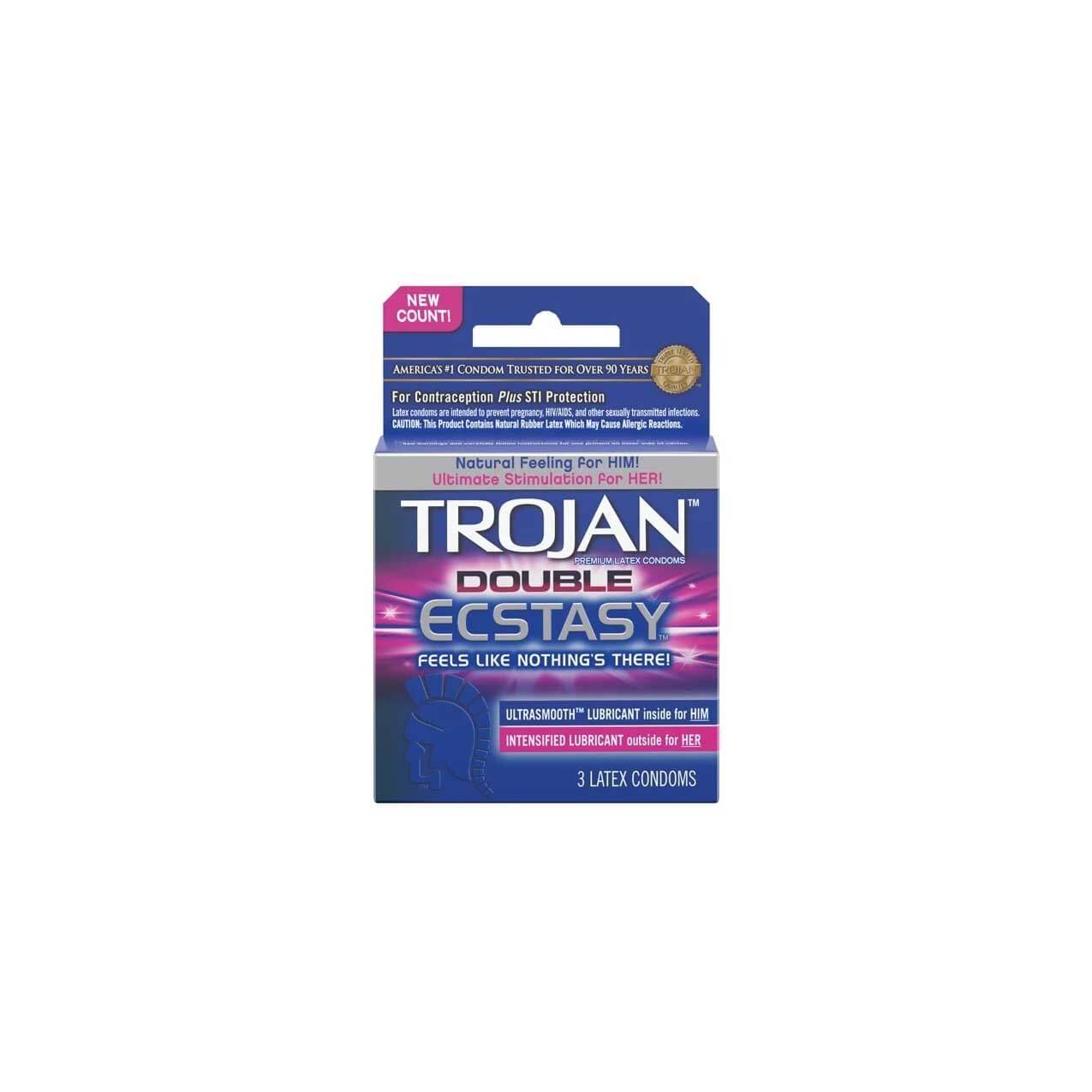 Trojan Latex Condoms | 3 pack | 6 Count Display | Double Ecstasy product image