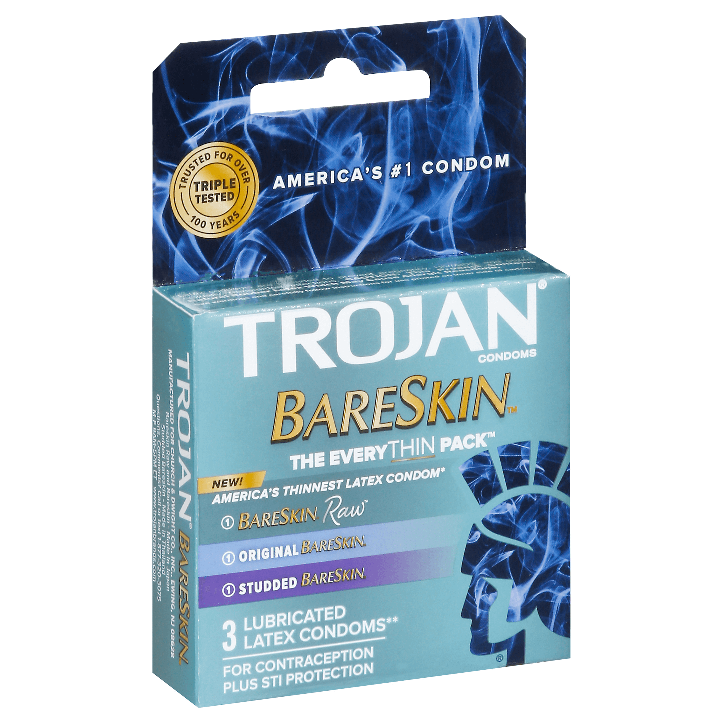 Trojan Latex Condoms | 3 pack | 6 Count Display | Bareskin Everythin  product image