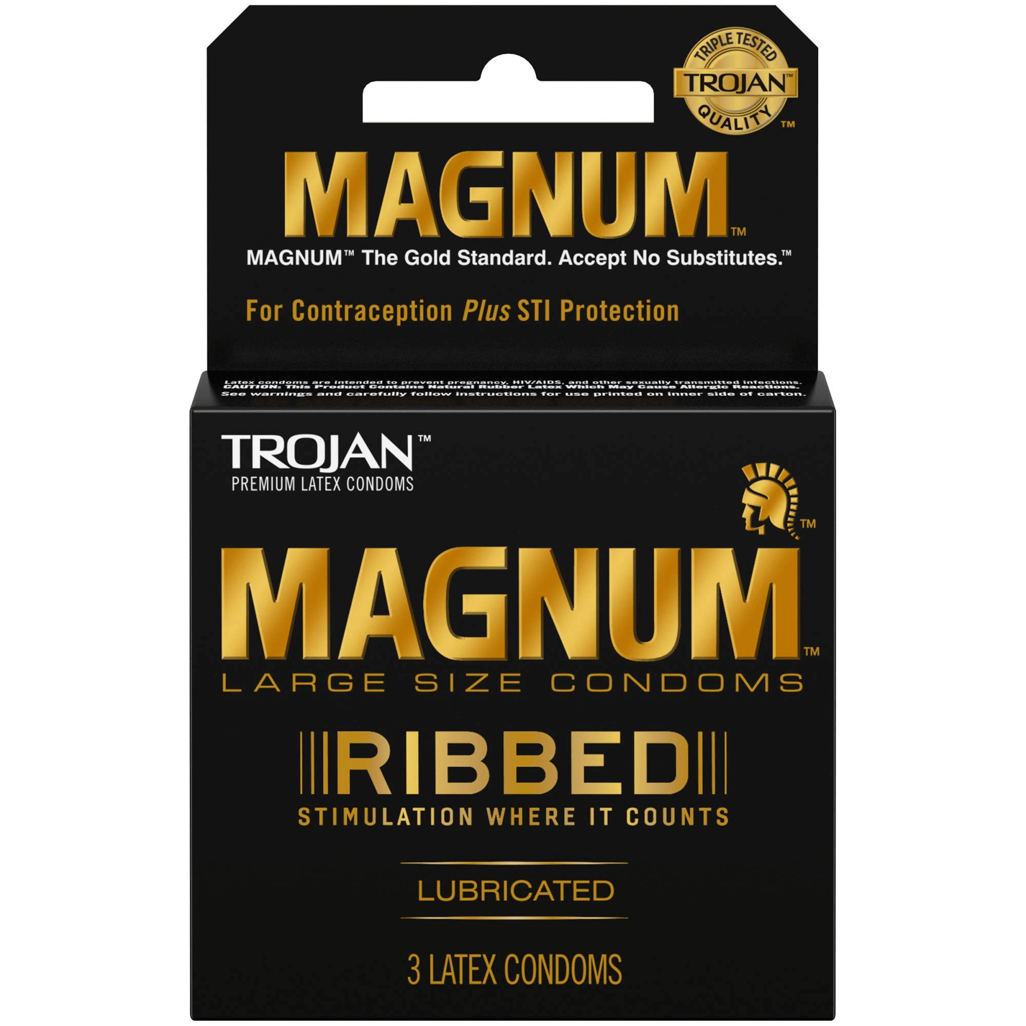 Trojan Magnum Condoms | 3 pack | 6 Count Display | Large Ribbed product image