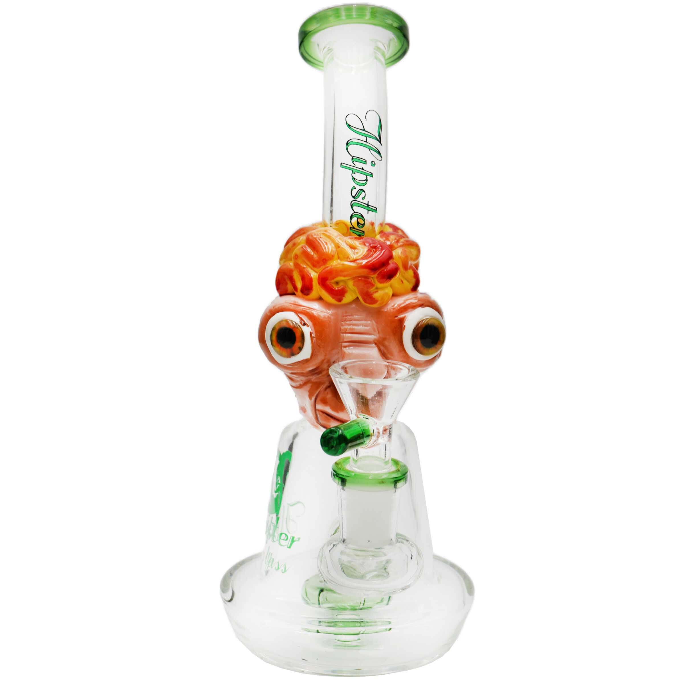 Hipster Hand Painted Alien Face With Showerhed Perc Bubbler (TZ149) | 8 inch | Assorted Colors product image