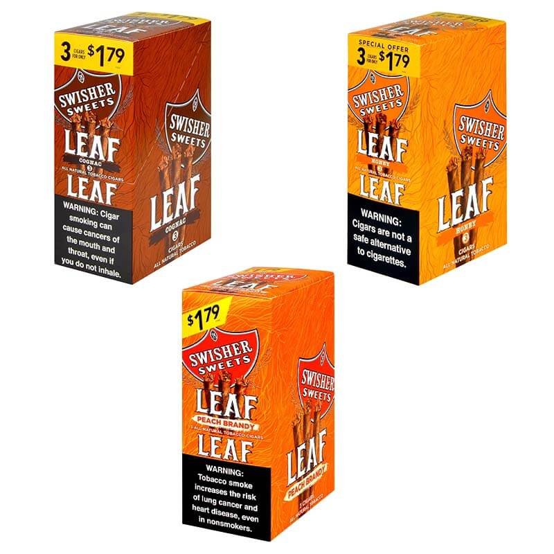 Swisher Sweets Natural Leaf ($1.79) | 3 Pack | 10 Count Display | Peach Brandy product image