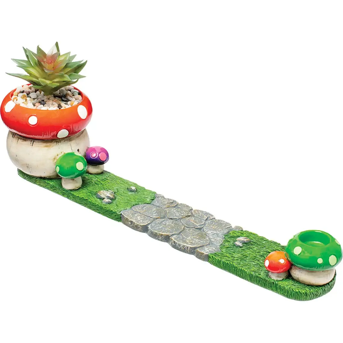 Fujima Mushroom Incense Stick Burner With Plant (IBP11) | 12.5 inch product image
