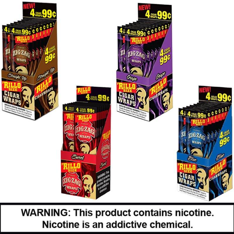Zig Zag Cigar Wraps Rillo Size (4 For $0.99) | 4 Pack | 15 Count  product image