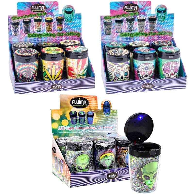 Fujima Glow in the Dark Extinguisher Car Ashtray With Lid | 6 Count Display product image
