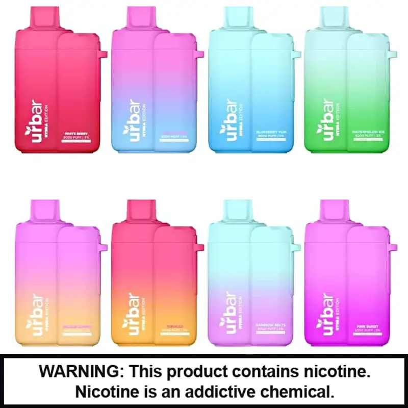 Urbar Hydra Edition Rechargable Disposables | 5% Nicotine | 8000 Puffs | 10 Count Display product image