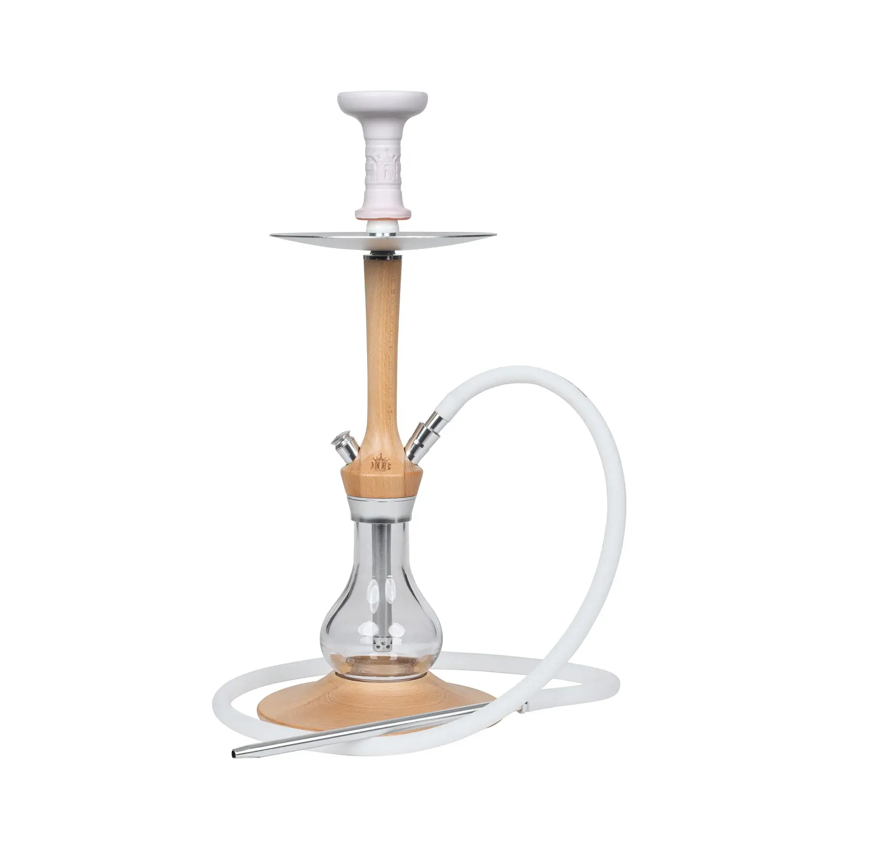 MOB Revo Wooden One Hose Hookah | 23 inch | White And Gold product image