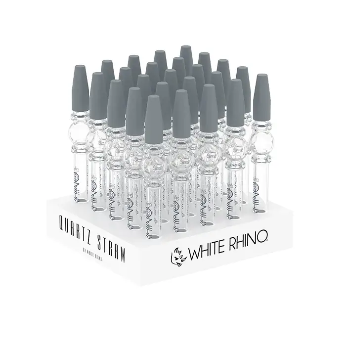 White Rhino Quartz V3 Dab Straw With Silicone Cap (NS2003) | 25 Count Display product image