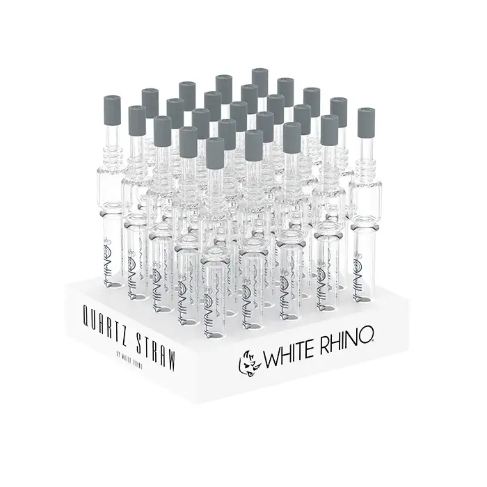 White Rhino Quartz V4 Dab Straw With Silicone Cap (NS2004) | 25 Count Display product image