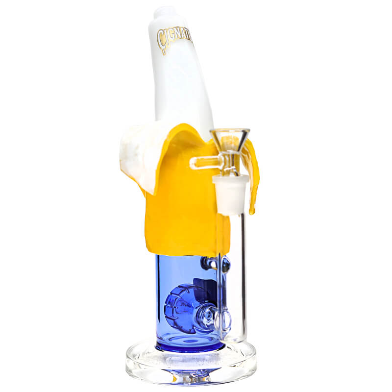 Cignature Peeled Banana Matrix Perc Bent Neck Waterpipe (MB-1383) | 10 inch | Assorted Colors product image