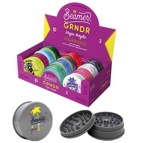 Beamer Virgin Prime Edition 3 Part Acrylic Grinder | 63mm | 12 Count Display | Assorted Colors product image