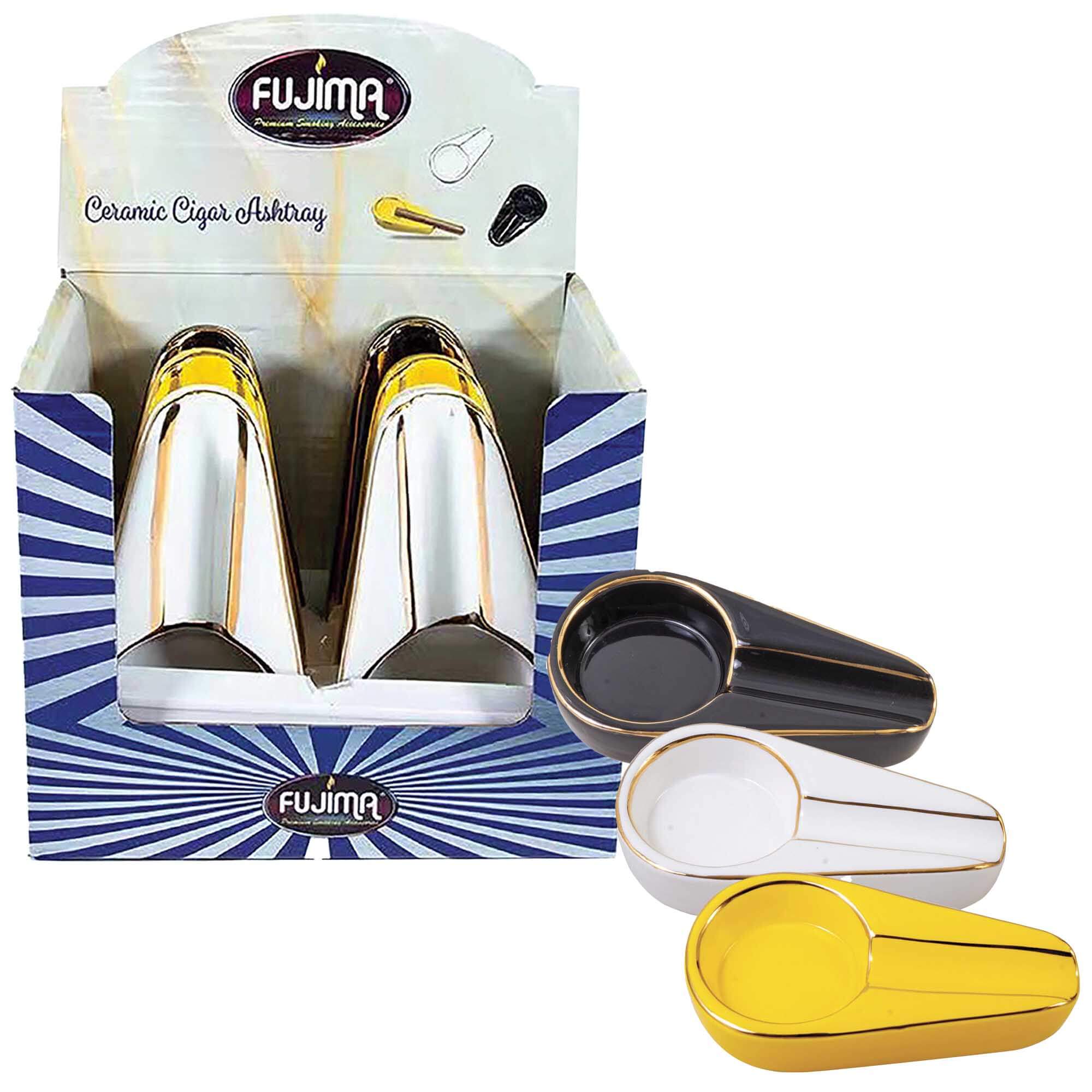 Fujima Cigar Ceramic Ashtray With Gold Line (AS153) | 6 inch | 6 Count Display product image