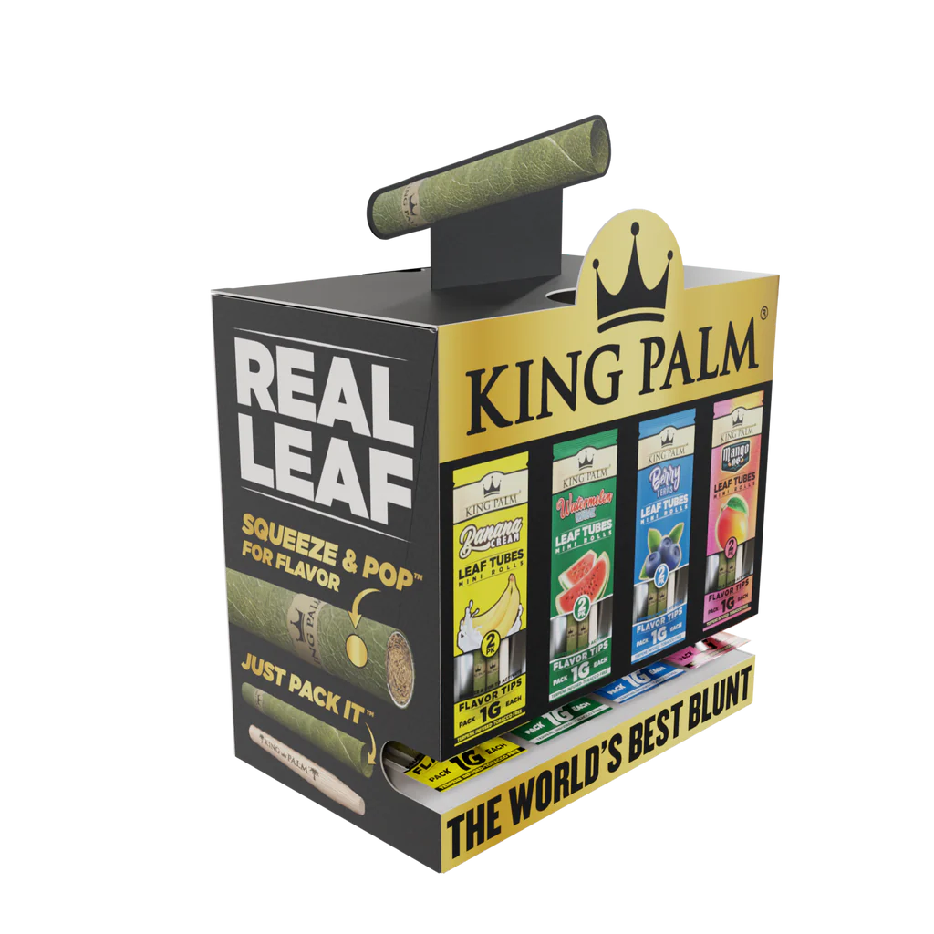 King Palm Mini Leaf Tubes Dispenser | 2 Pack | 80 Count Display | Assorted Flavors product image