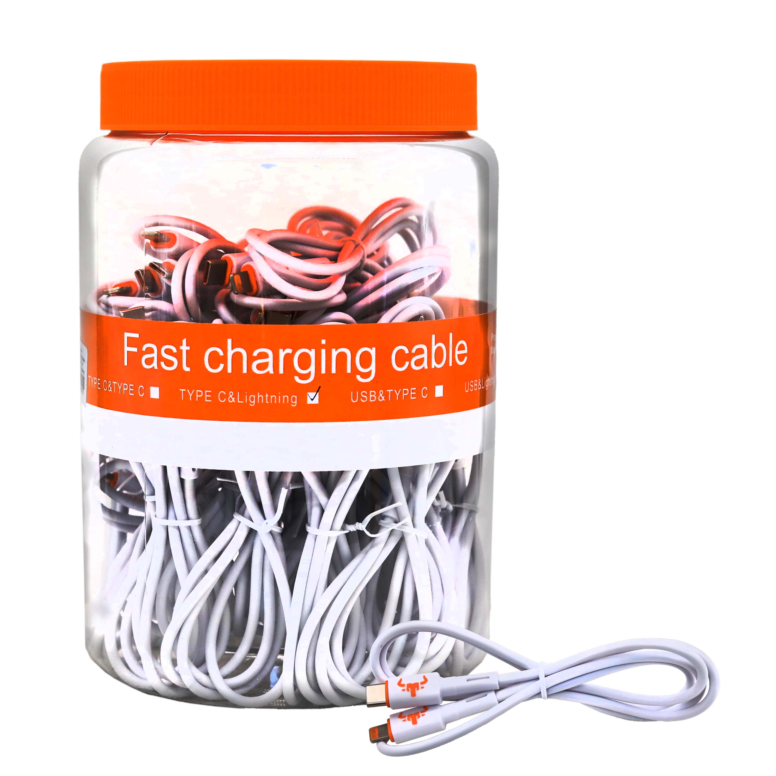 Taisun Fast Charging Cables | 30 Count Jar | Type C & Lightning product image