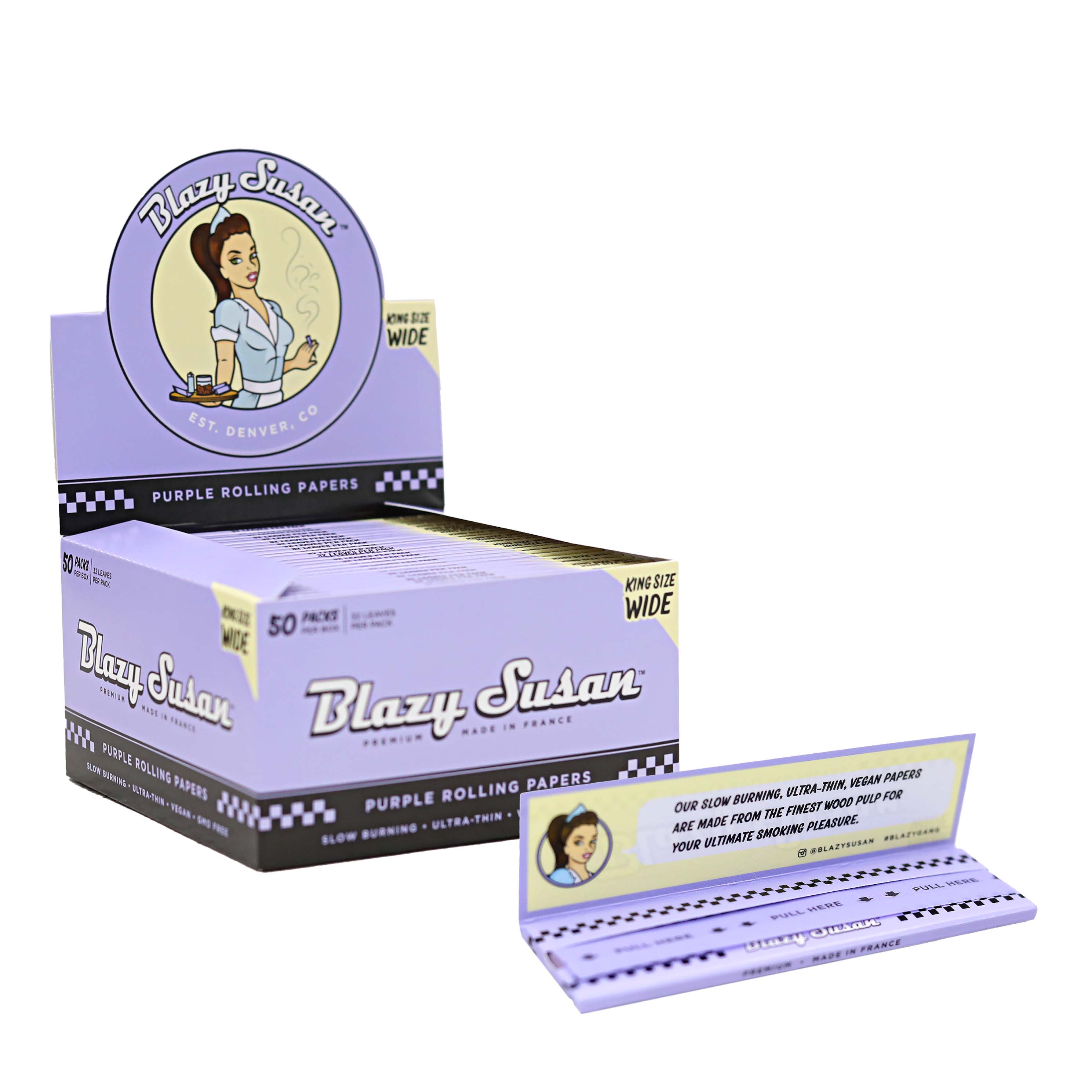Blazy Susan Purple Rolling Papers | King Size Wide | 50 Pack product image