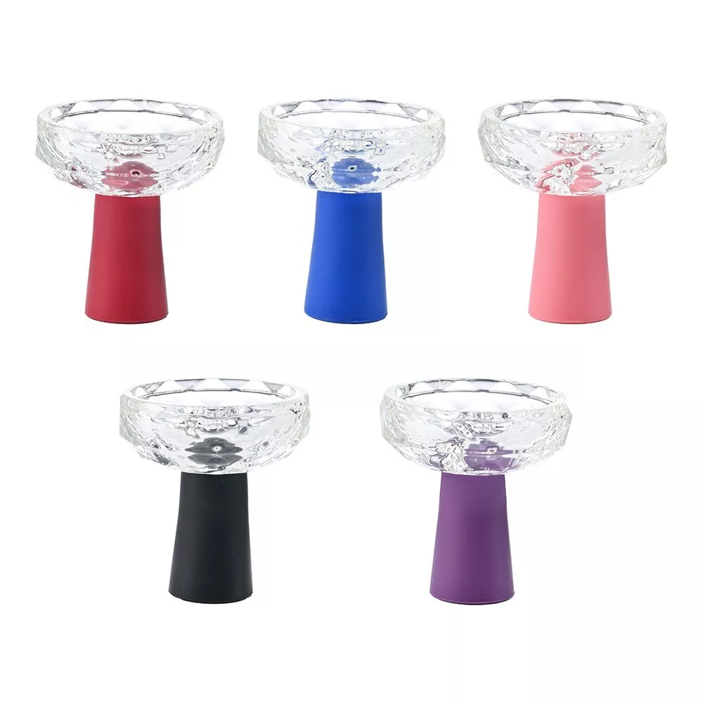 D&K Glass Diamond Cut Top With Silicone Base Hookah Bowl (YH003) | Assorted Colors product image