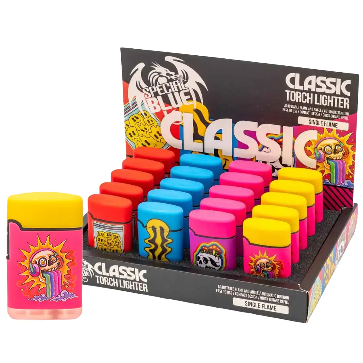 Special Blue Classic Rubber Psychedelic Lighter (LT-162) | 20 Count Display | Assorted Colors product image