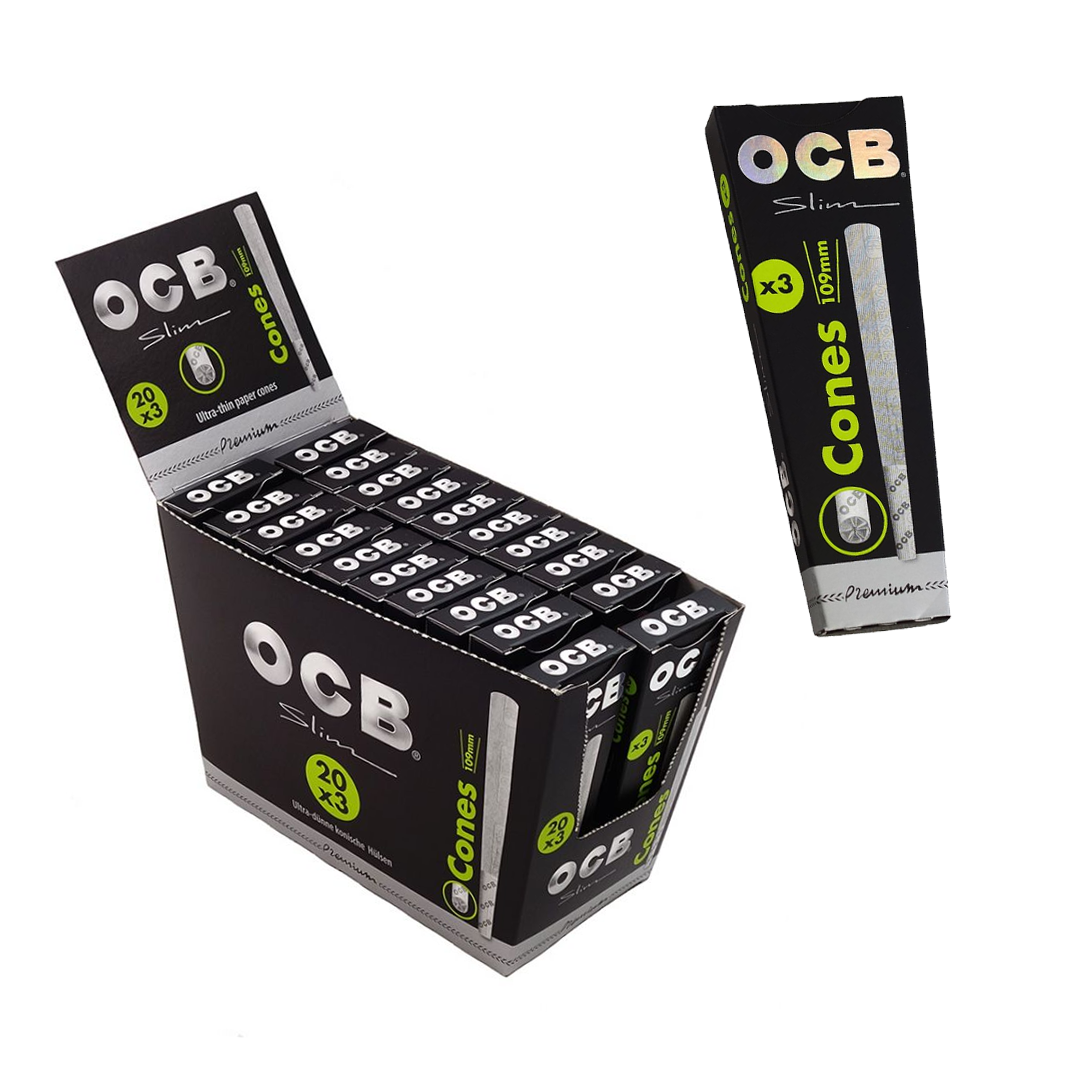 OCB Premium Ultra Thin Cones | Slim | 3 Pack | 20 Count Display product image