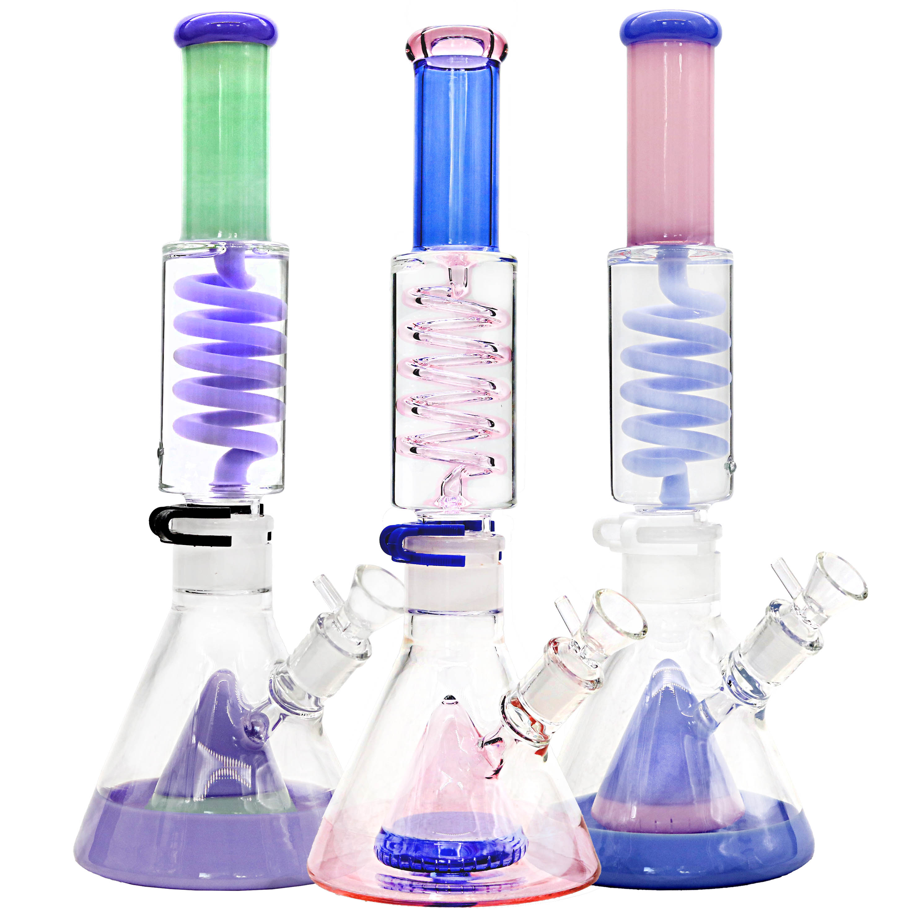 Slyme Top Glycerine Coil With Dome Perc Beaker Waterpipe | 14 inch | Assorted Colors product image