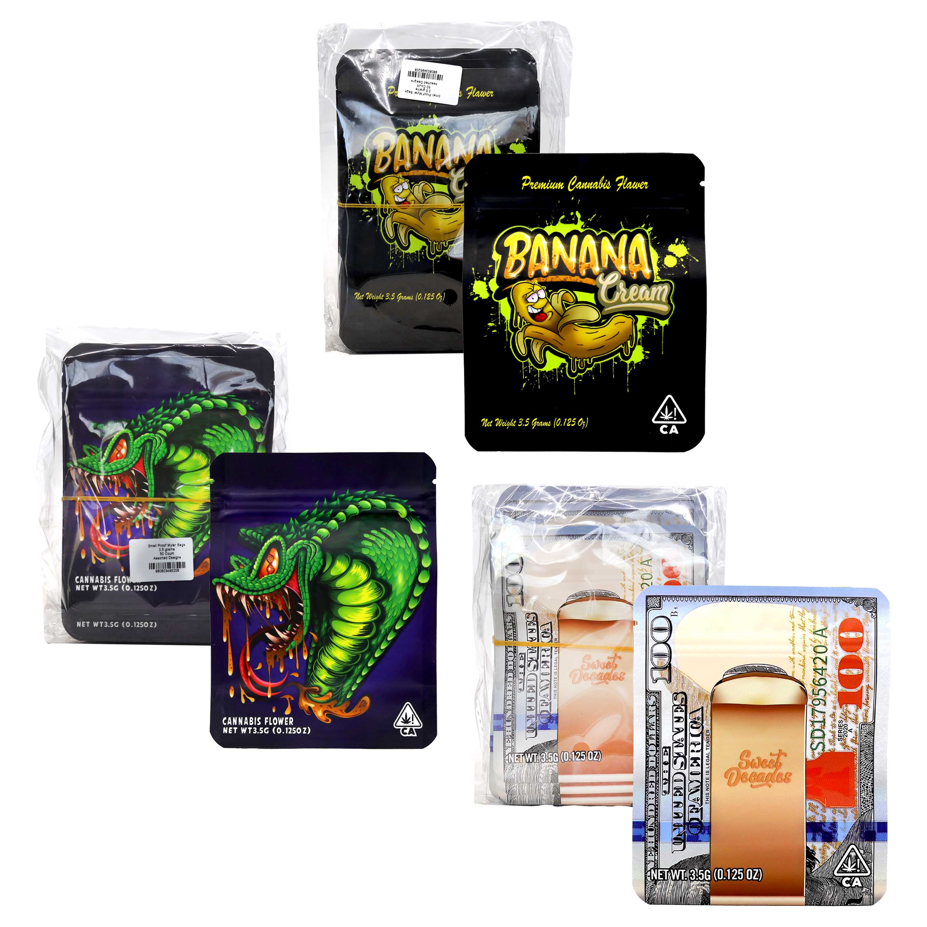 Smell Proof Mylar Bags | 3.5 grams | 50 Count | Assorted Designs product image