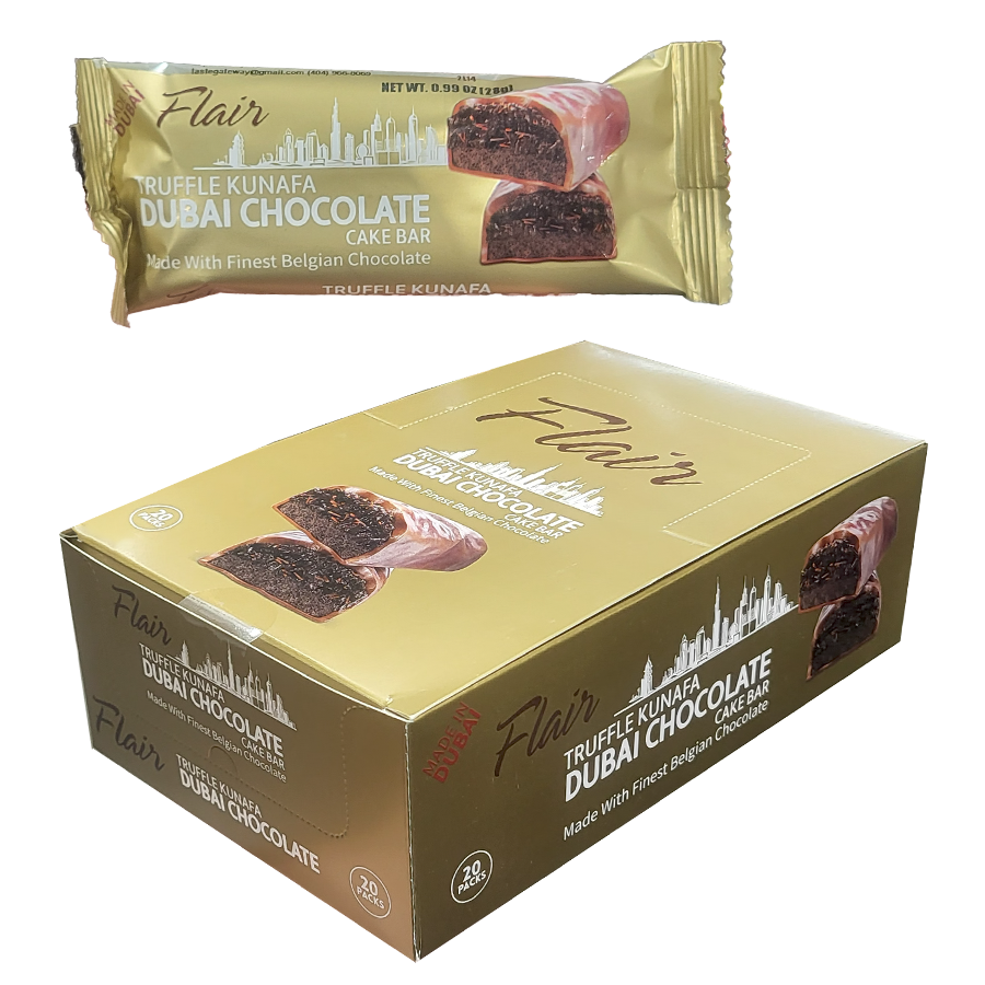 Flair Premium Dubai Chocolate Cake Bar | 28 Grams each | 20 Count Display | Truffle Kunafa product image